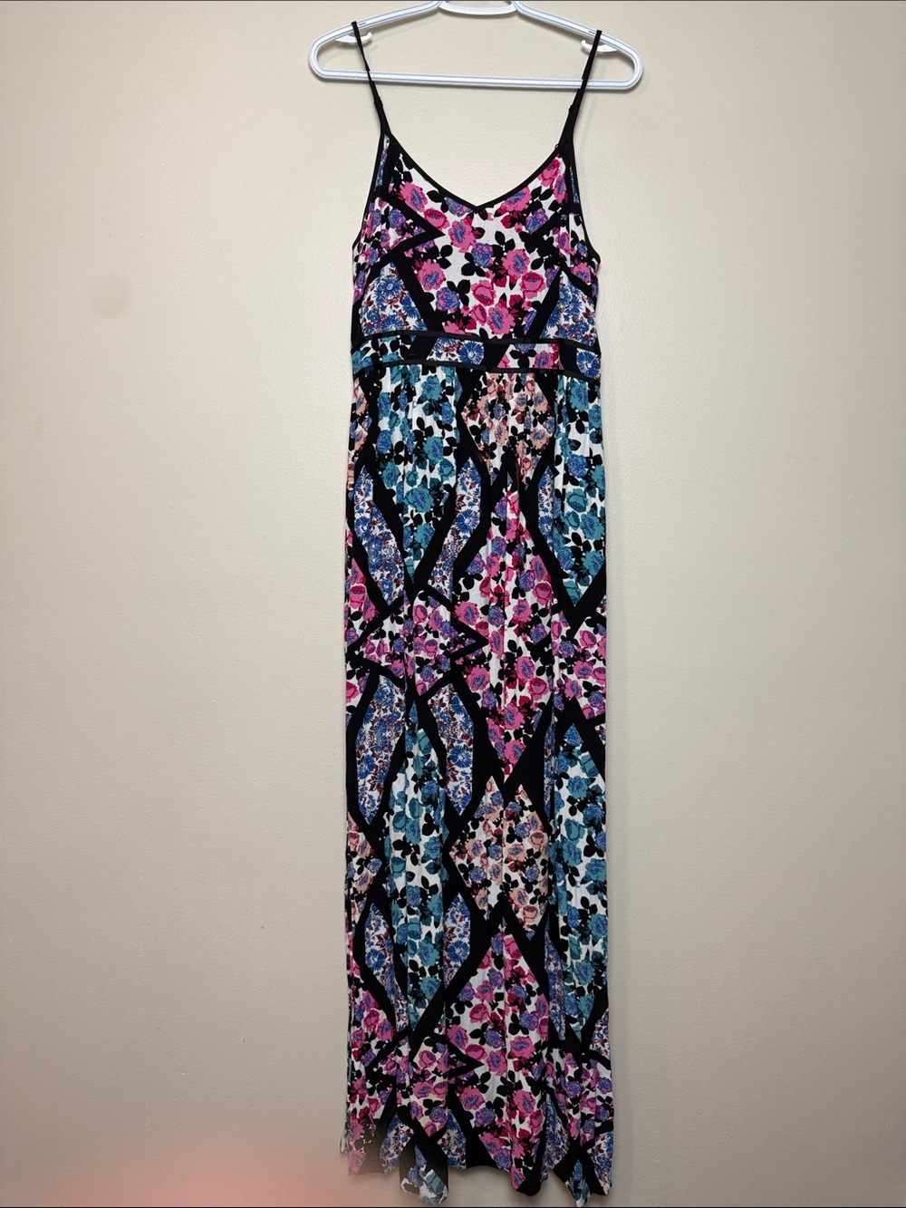 Topshop Floral Maxi Dress in Pink, Blue & Black size 8